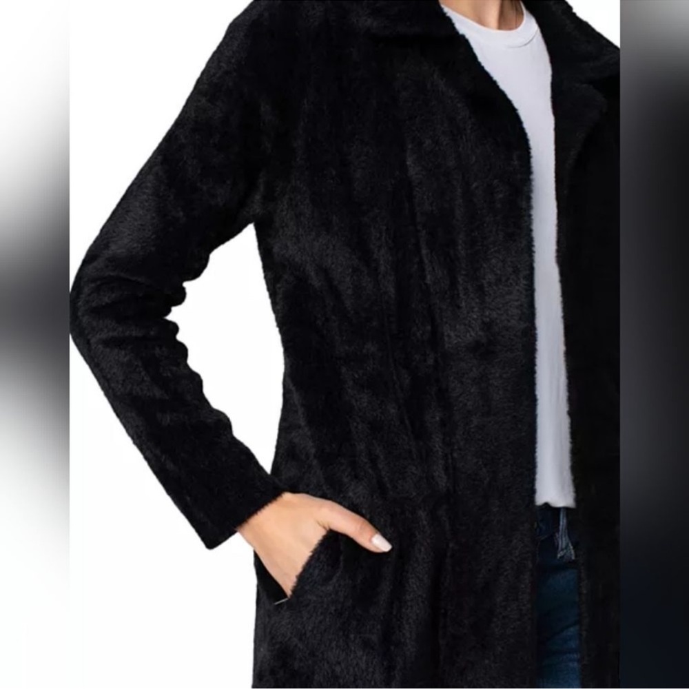 Liverpool Los Angeles Black Fuzzy Faux Fur Knit cardigan sweater. NWOT! - Picture 5 of 8